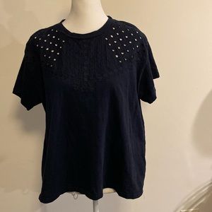 J Crew cotton navy blue blouse size Large